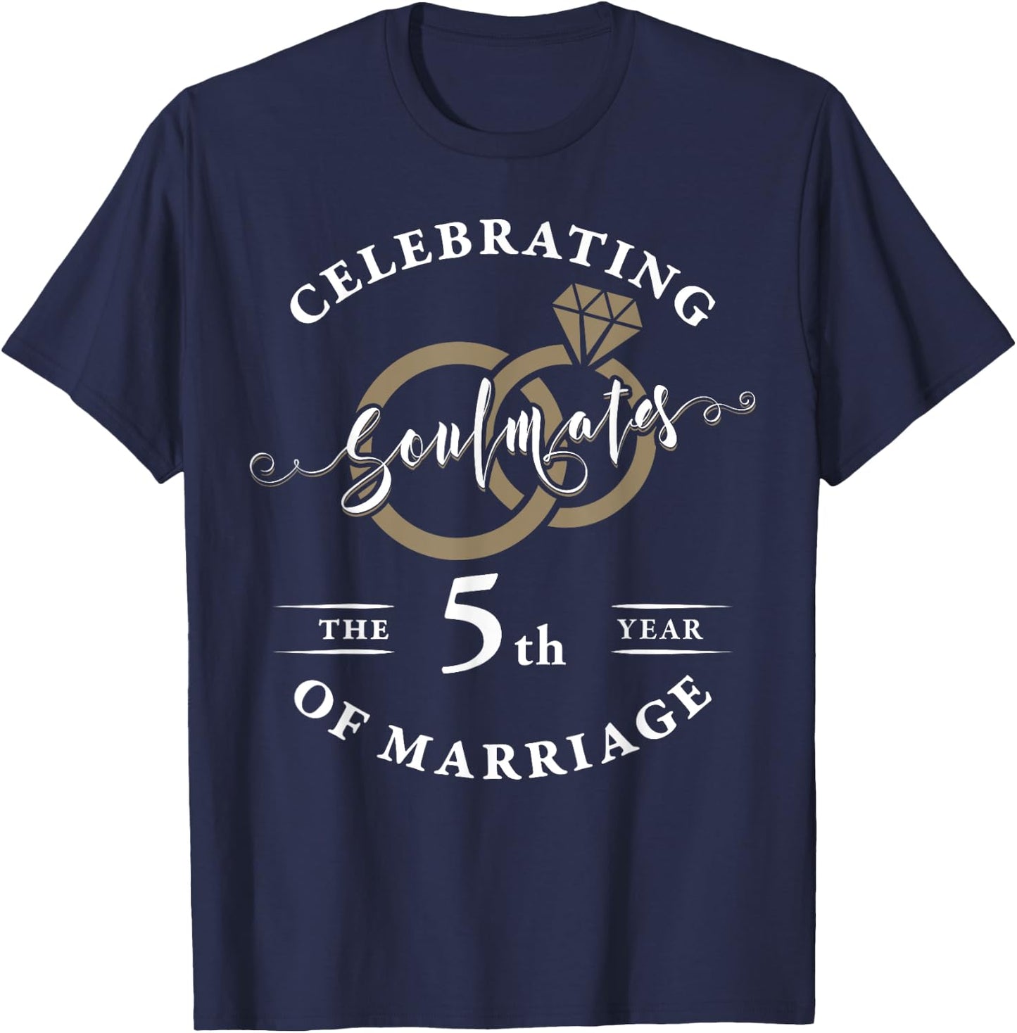 5 Year 5th Wedding Anniversary Husband Wife Couples Matching T-Shirt - T-Shirt | Navy