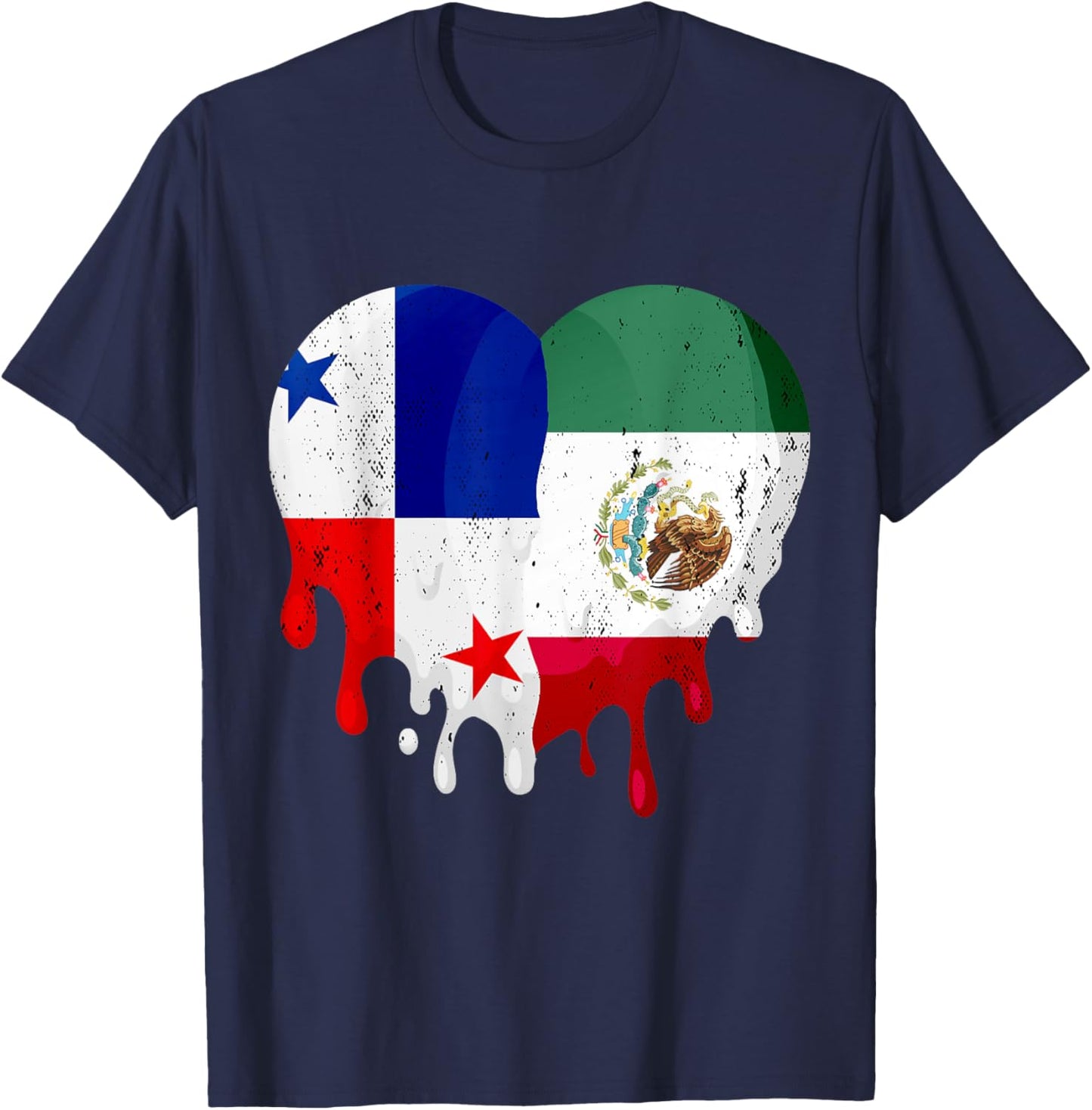 Panama Mexico Flag Heart Citizen Grown Patriot Country T-Shirt - T-Shirt | Navy