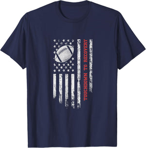 Touchdown to Recovery American Football Player Get Well Soon T-Shirt - T-Shirt | Navy