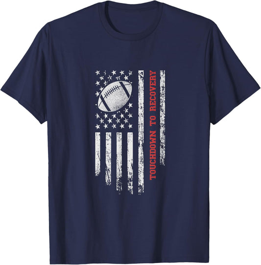 Touchdown to Recovery American Football Player Get Well Soon T-Shirt - T-Shirt | Navy