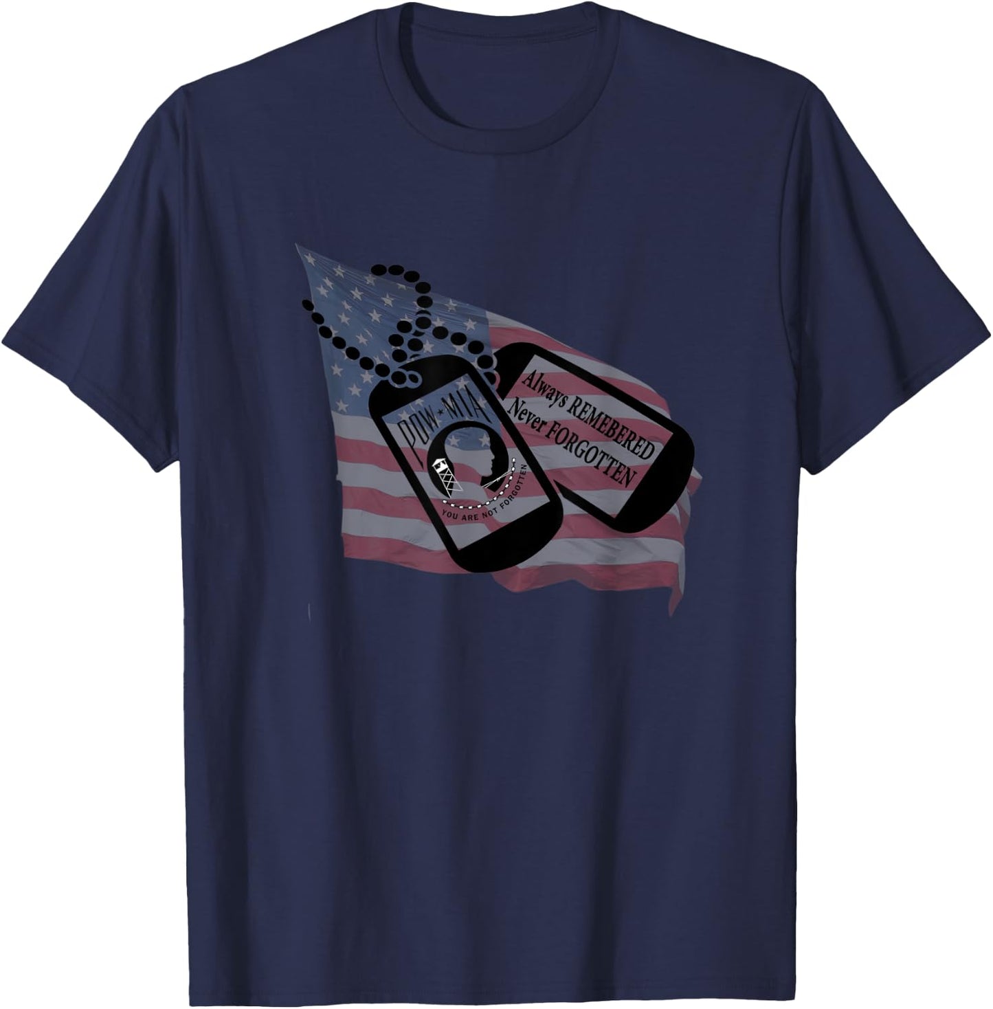 Always Remember Never Forgotten Pow Mia T-Shirt - T-Shirt | Navy