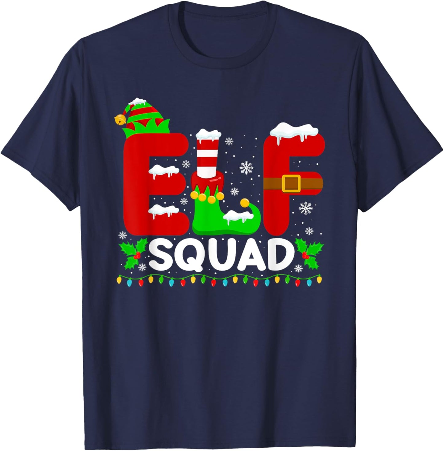 Elf Squad Family Christmas Matching Pajamas Xmas Holiday T-Shirt - T-Shirt | Navy