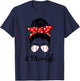 Baseball Mom Life Messy Bun Sunglasses Women Mothers Day T-Shirt - T-Shirt | Navy