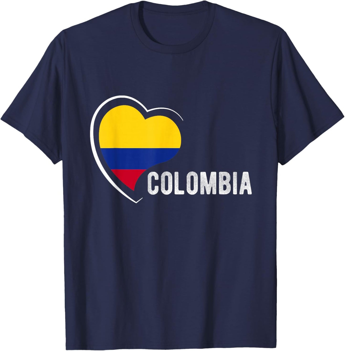 Colombia National Pride Heart Flag Colombian National T-Shirt - T-Shirt | Navy