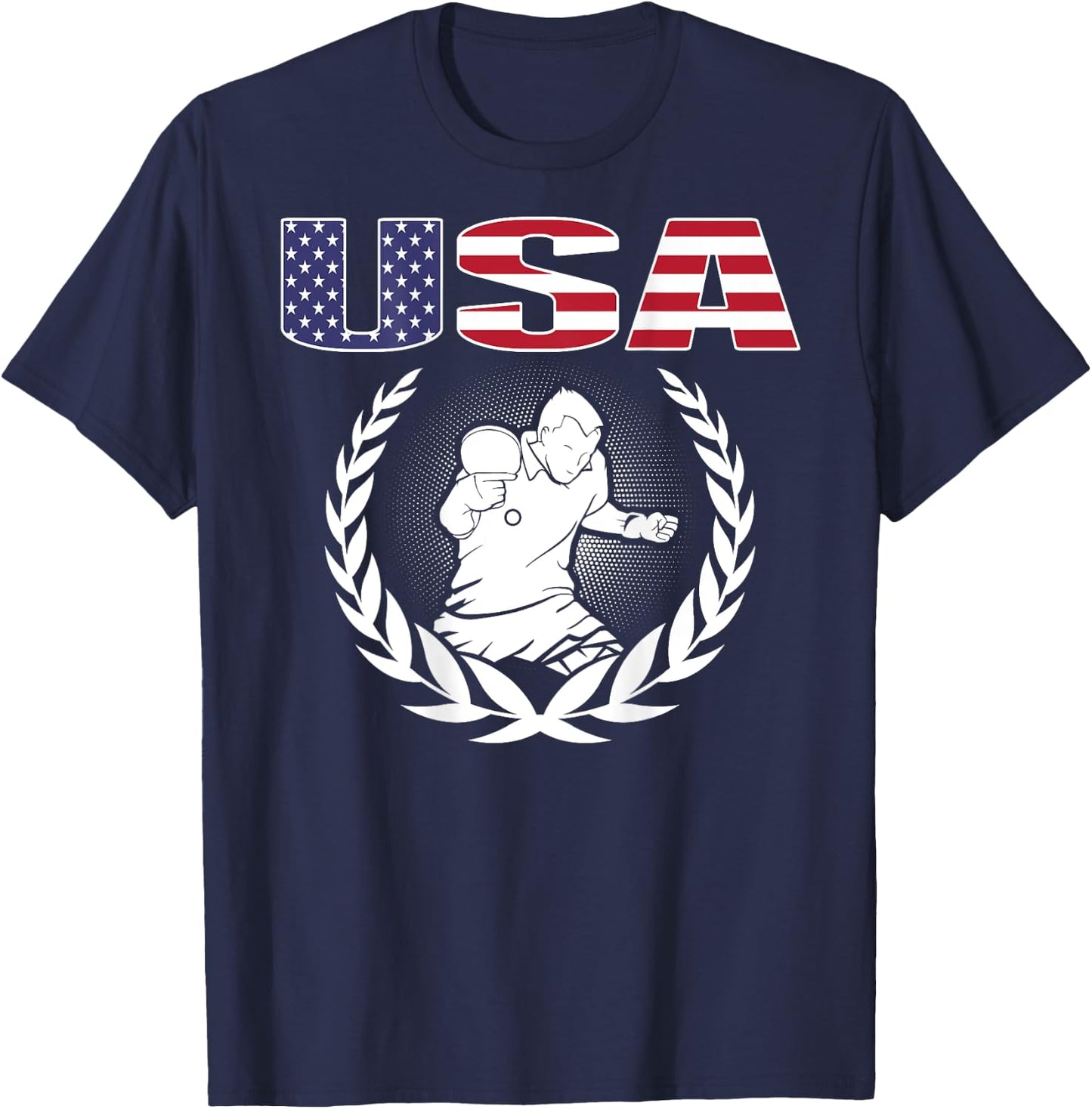 America Table Tennis Lovers USA Flag Support Ping Pong Team Kids Men T-Shirt - T-Shirt | Navy