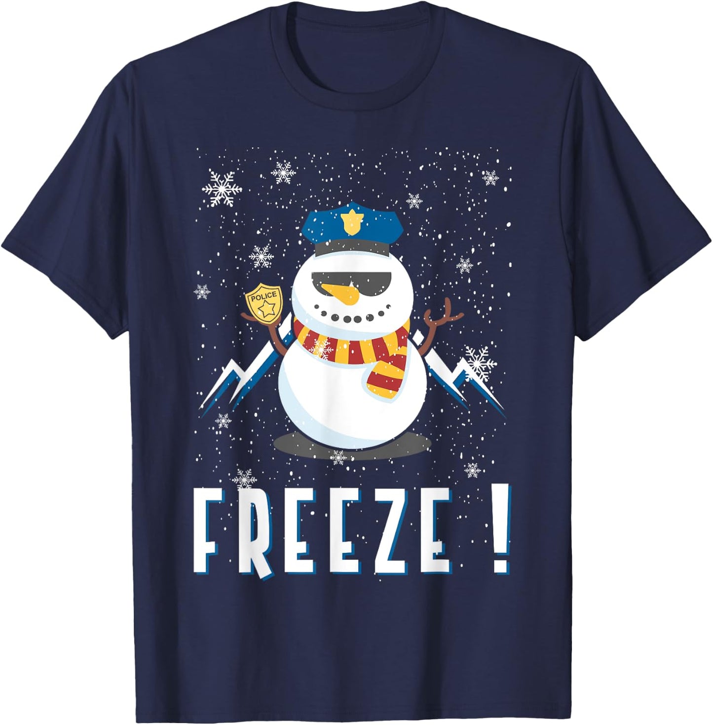 Police Cop Snowman Freeze Police Officer Police Christmas T-Shirt - T-Shirt | Navy