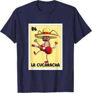 La Cucaracha Mexican Bingo Card Cockroach With Taco & Beer T-Shirt - T-Shirt | Navy