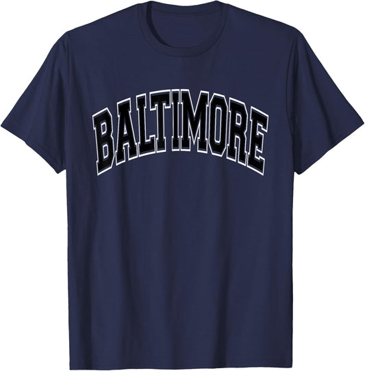 Baltimore Arched Text T-Shirt - T-Shirt | Navy