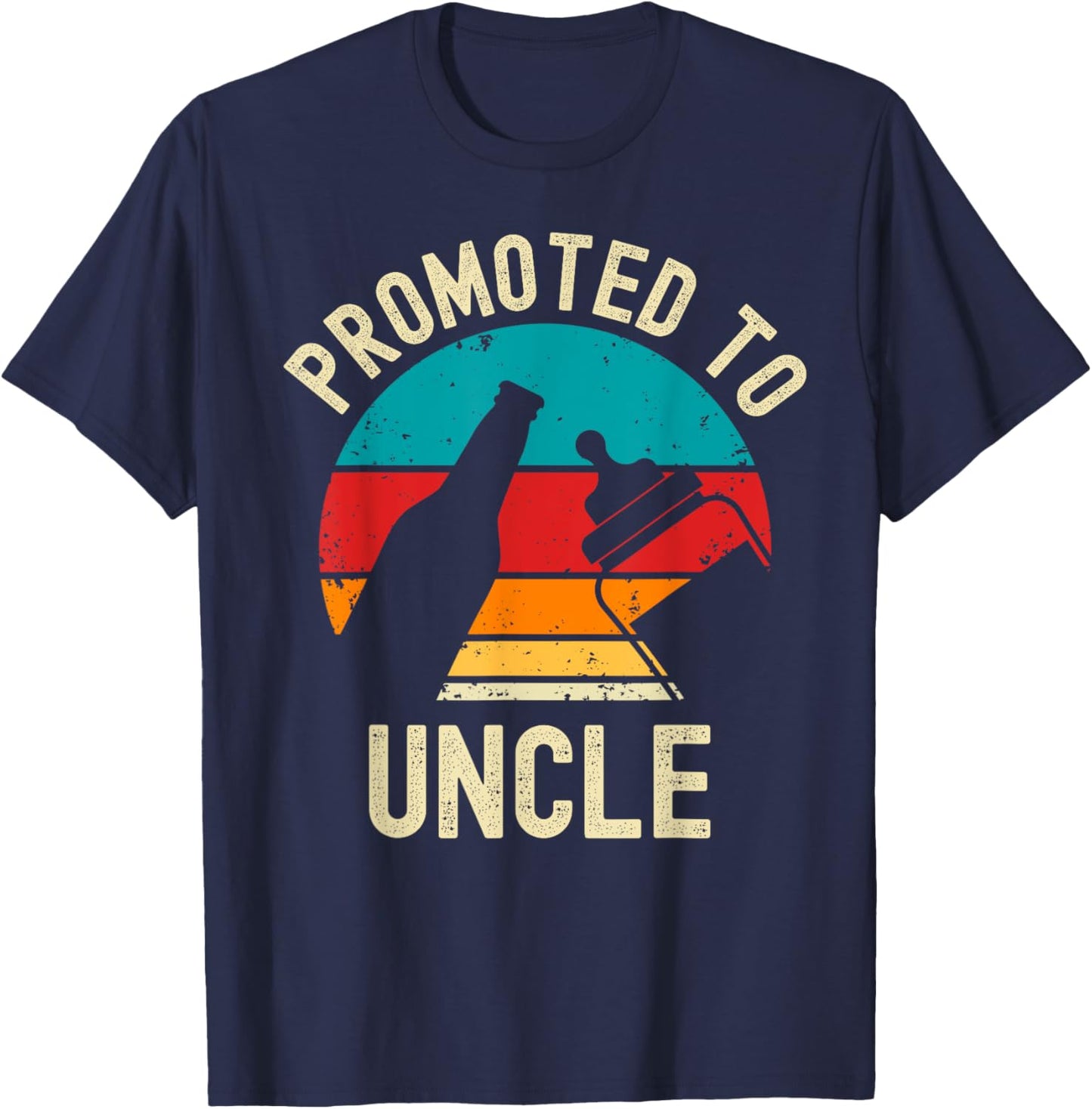 Promoted to Uncle 2024 New Baby Announcement Beer Lover T-Shirt - T-Shirt | Navy