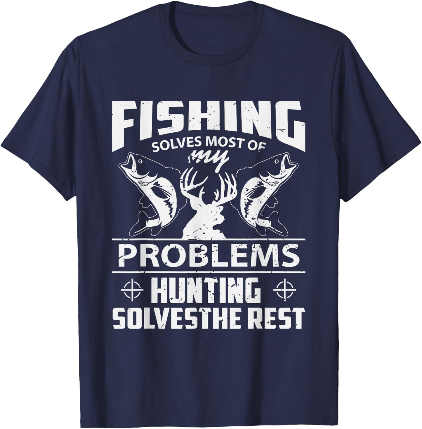 Funny Fishing And Hunting Shirt Hunter T-Shirt - T-Shirt | Navy