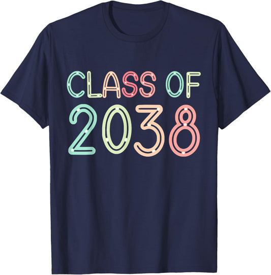Class of 2038 Grow With Me Kindergarten Back to School T-Shirt - T-Shirt | Navy