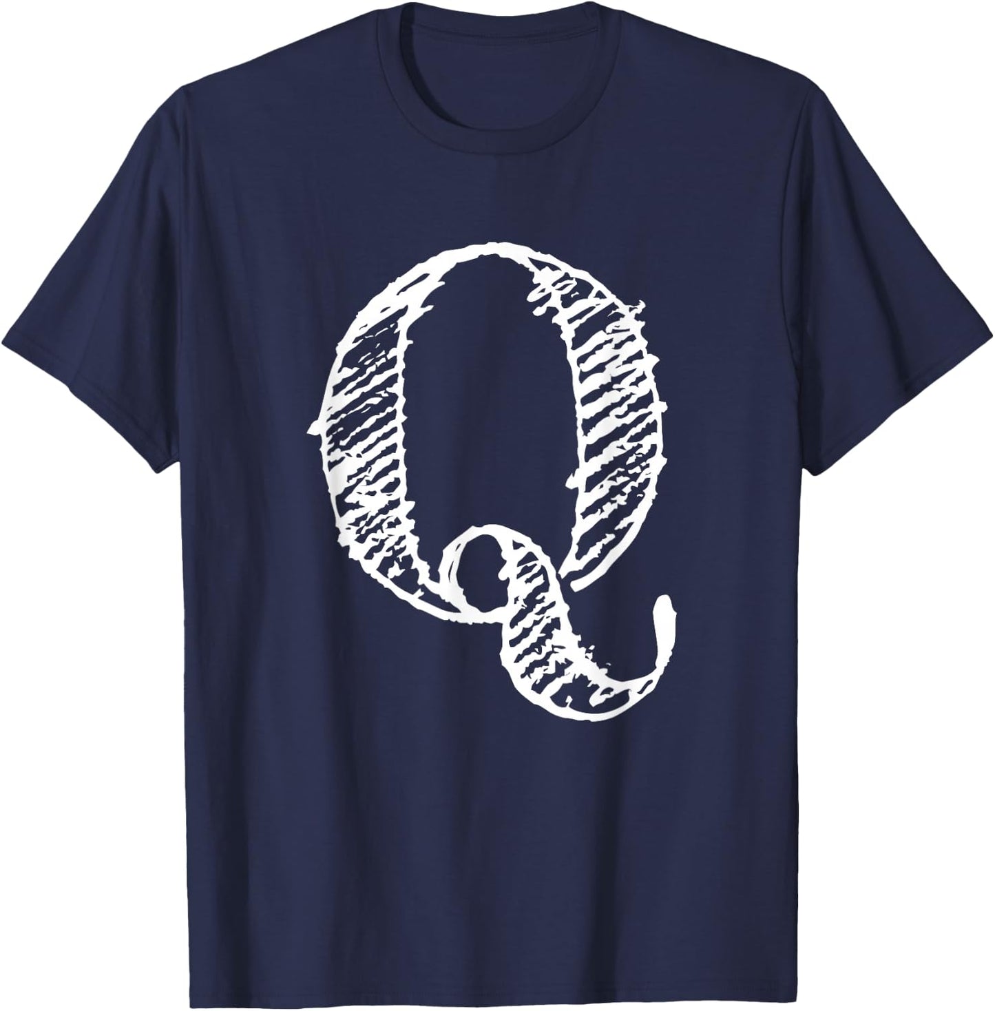 Bold Letter Q - Decorative Alphabet Big Font Capital Letter T-Shirt - T-Shirt | Navy