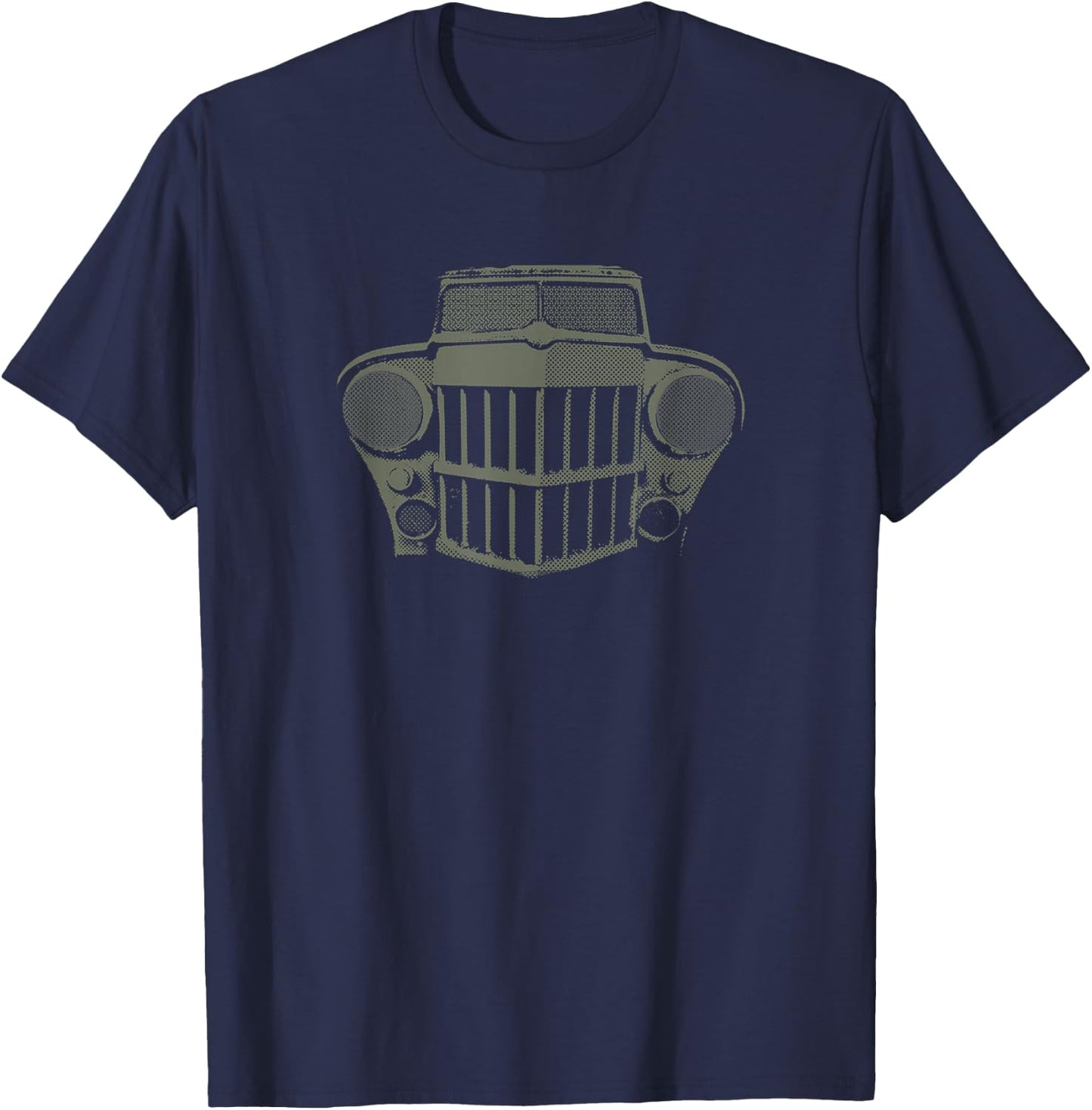 JMOD Men's Green Classic Fit 1940's Willys Offroad Cotton Polyester T-Shirt - T-Shirt | Navy