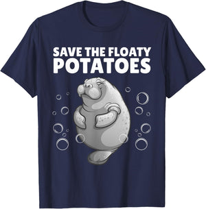 Cool Manatee Design Women Kids Sea Cow Manatee Lover T-Shirt - T-Shirt | Navy