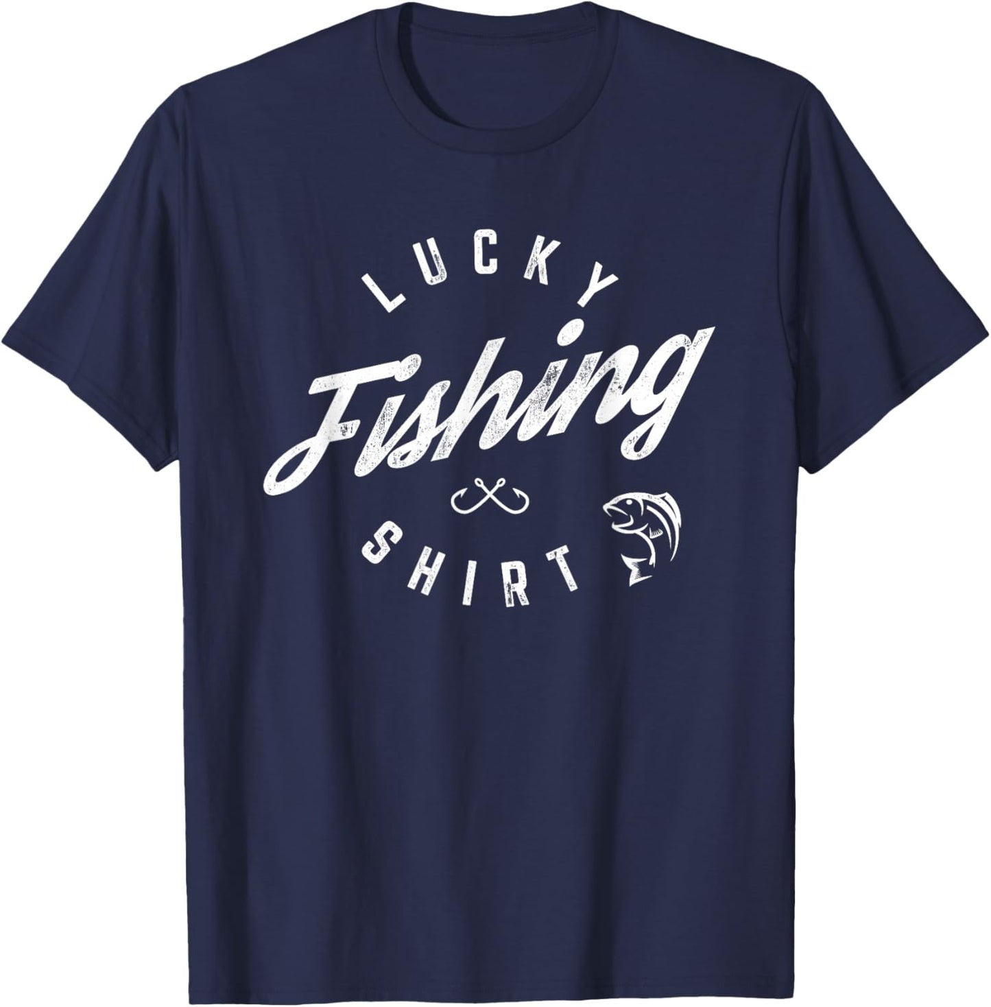 Lucky Fishing Shirt Funny Dad T-Shirt - T-Shirt | Navy