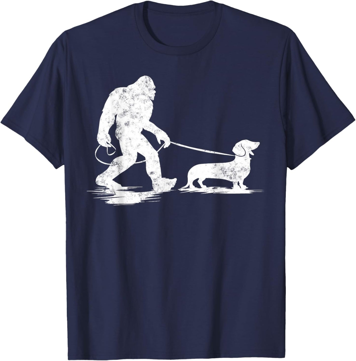 Bigfoot Walking Dachshund Funny Wiener Dog Dad Gifts T-Shirt - T-Shirt | Navy