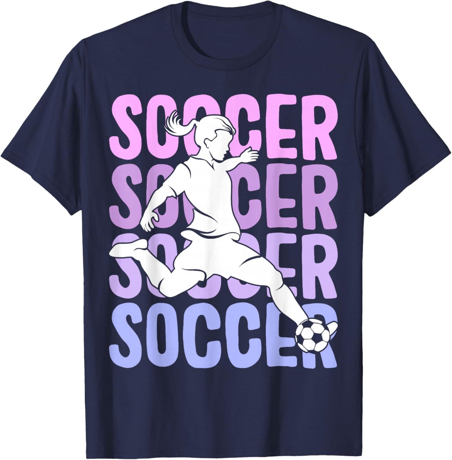 Soccer Girls Women Youth T-Shirt - T-Shirt | Navy
