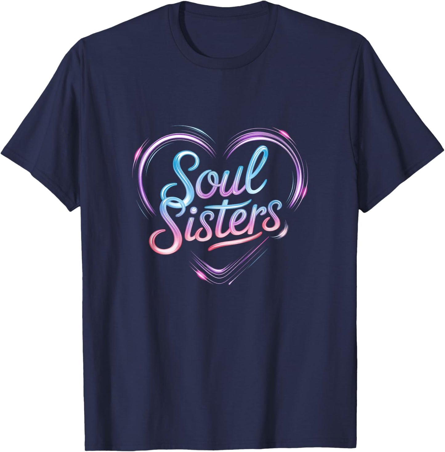 Vibrant Soul Sisters Heart Design T-Shirt - T-Shirt | Navy