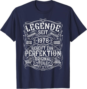 1978 Vintage-Legend-Dekoration zum 45. Geburtstag, für Mann und Frau, lustig T-Shirt - T-Shirt | Navy