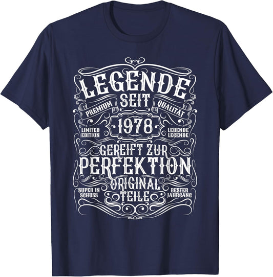 1978 Vintage-Legend-Dekoration zum 45. Geburtstag, für Mann und Frau, lustig T-Shirt - T-Shirt | Navy