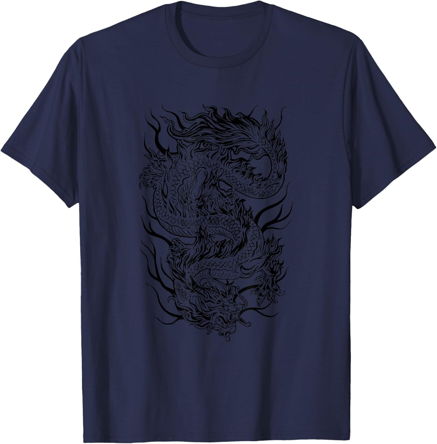 Aesthetic Chinese Dragon Grunge Egirl Women Men T-Shirt - T-Shirt | Navy