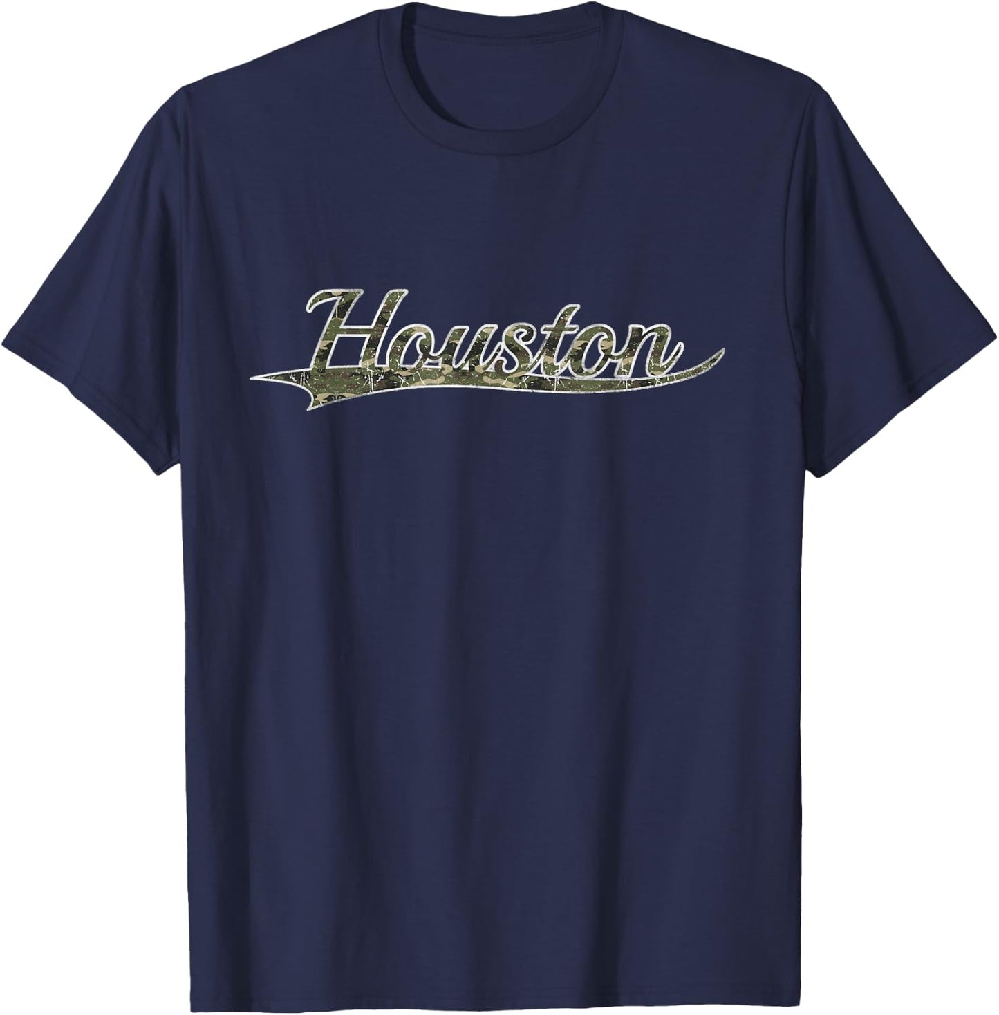 Houston Texas Camouflage Vintage Inspired Distressed T-Shirt - T-Shirt | Navy
