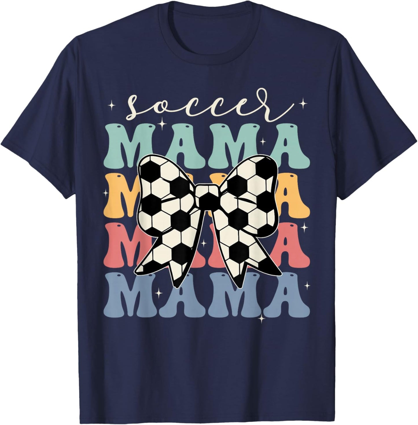 Soccer Mama Retro Groovy Soccer Softball Mom T-Shirt - T-Shirt | Navy