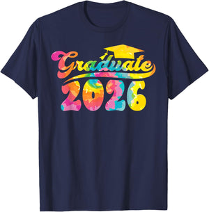 Graduation Graduate Class 2026 Senior College Grad Tie Dye T-Shirt - T-Shirt | Navy