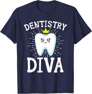 Dentistry Diva Dentist Teeth Dental Hygienist Tooth Doctor T-Shirt - T-Shirt | Navy