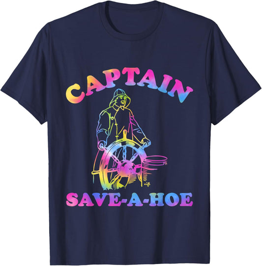 Captain Save-A-Hoe Hippie Design T-Shirt - T-Shirt | Navy