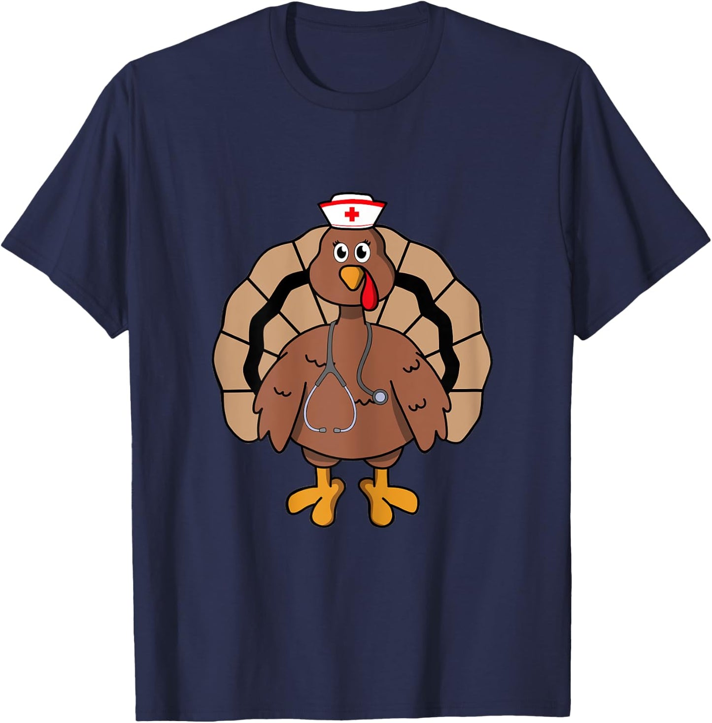 Nurse Scrub Thanksgiving Turkey Nurse T-Shirt - T-Shirt | Navy