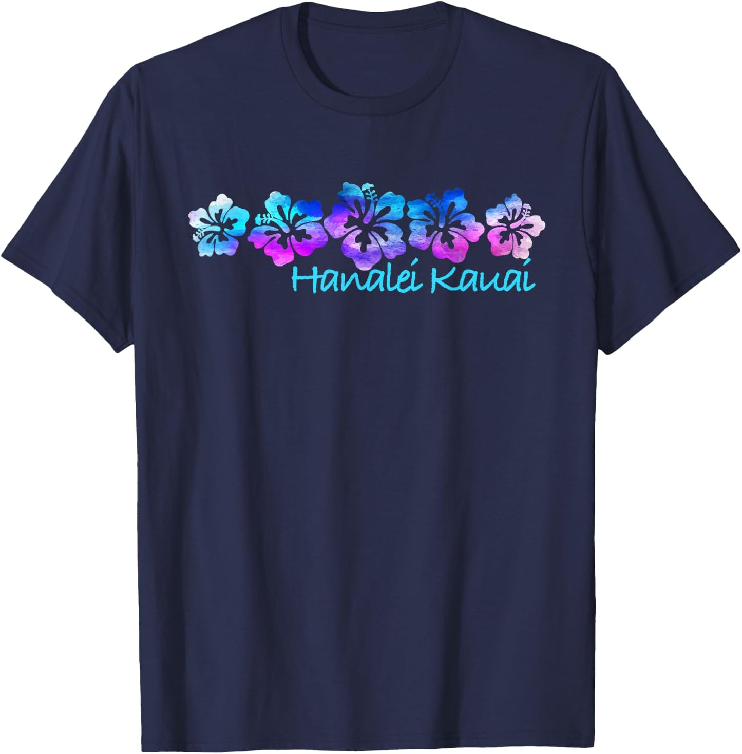 Hanalei, Kauai Tropical Flower - Vacation Beach T-Shirt - T-Shirt | Navy