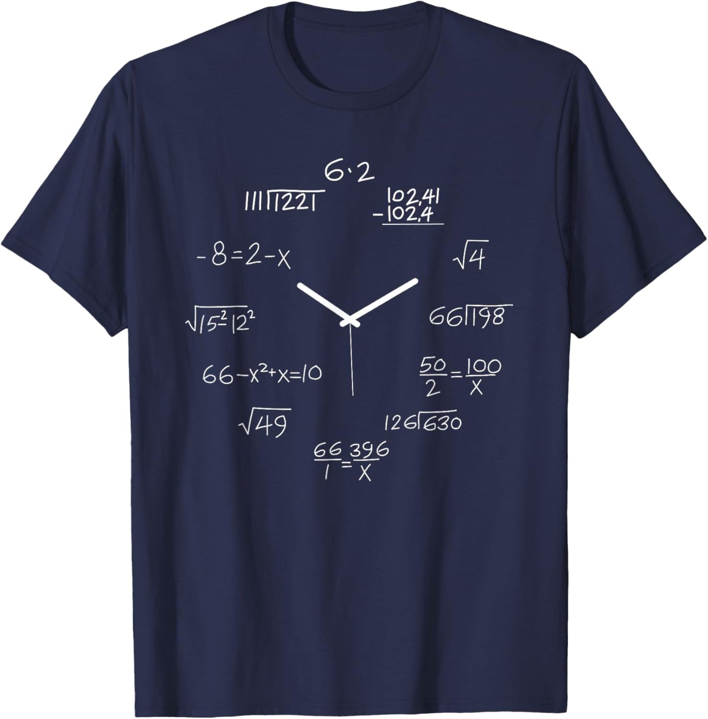 Mathematical Equations Clock Design Fun Math Lovers Gift T-Shirt - T-Shirt | Navy