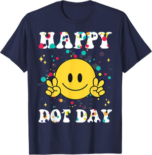 Happy Dot Day Kids Men Polka Dots Kids Boys Girls Groovy T-Shirt - T-Shirt | Navy