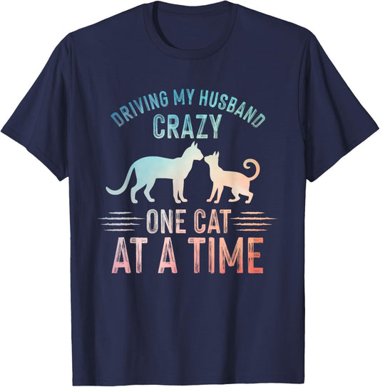 Funny Cat Art For Mom Mama Women Crazy Cat Lady Cat Lovers T-Shirt - T-Shirt | Navy