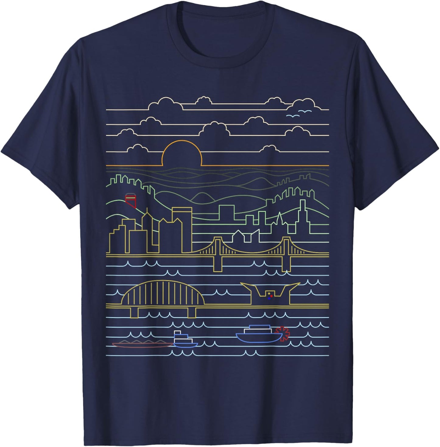 Vintage Retro Pittsburgh Skyline 412 Pittsburgh Pennsylvania T-Shirt - T-Shirt | Navy