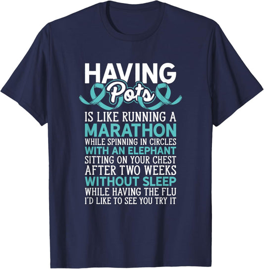 Warrior Having Pots Dysautonomia Awareness Dysautonomia , Small, Black T-Shirt - T-Shirt | Navy