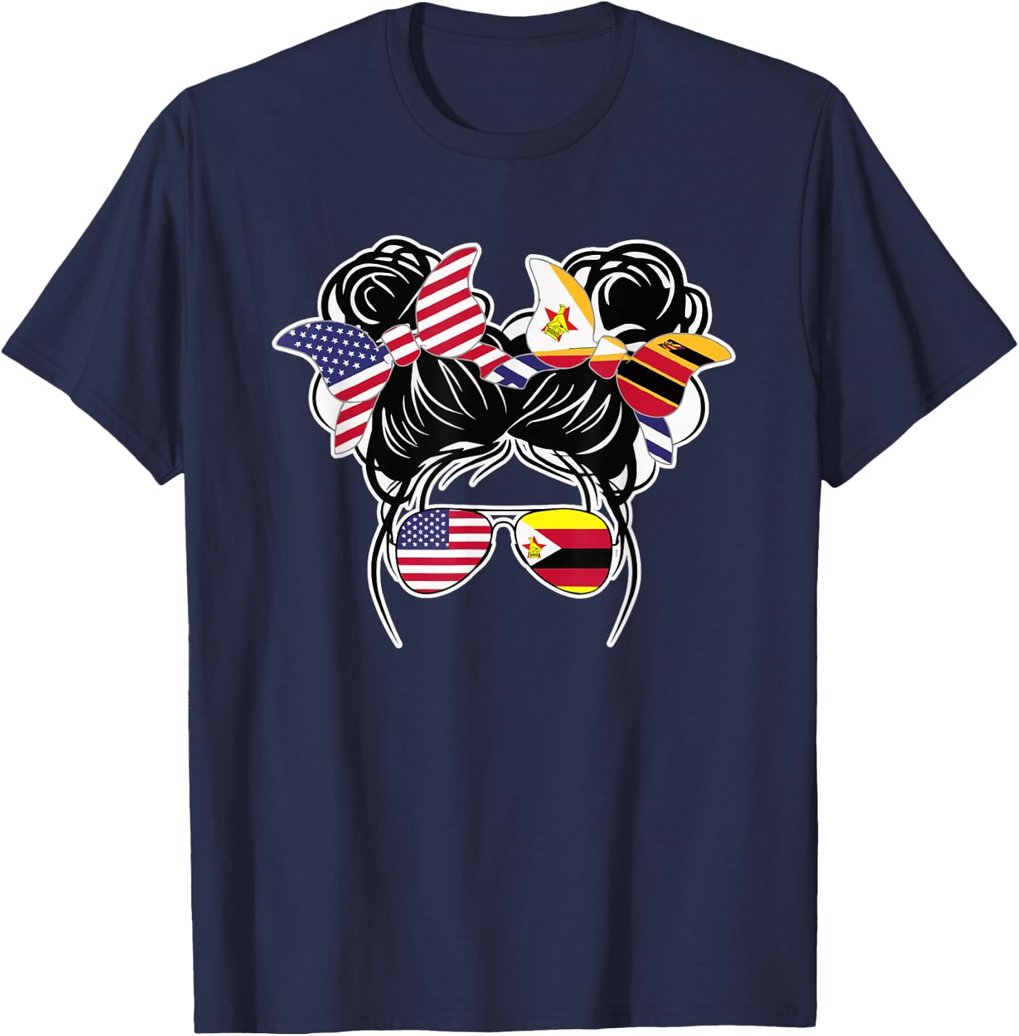 Half American Half Zimbabwean USA Flag Zimbabwe America T-Shirt - T-Shirt | Navy