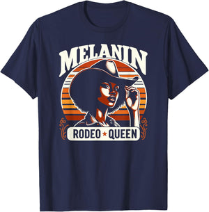 African American Cowgirl, Vintage Melanin Rodeo Queen T-Shirt - T-Shirt | Navy