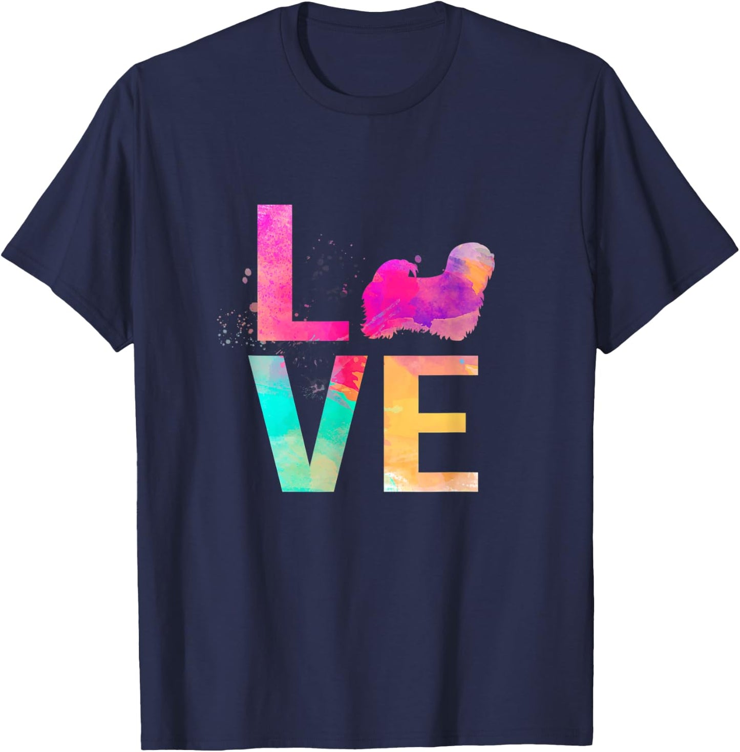 Colorful Lhasa Apso Dog Mom Gifts Lhasa Apso Men Women Kids T-Shirt - T-Shirt | Navy