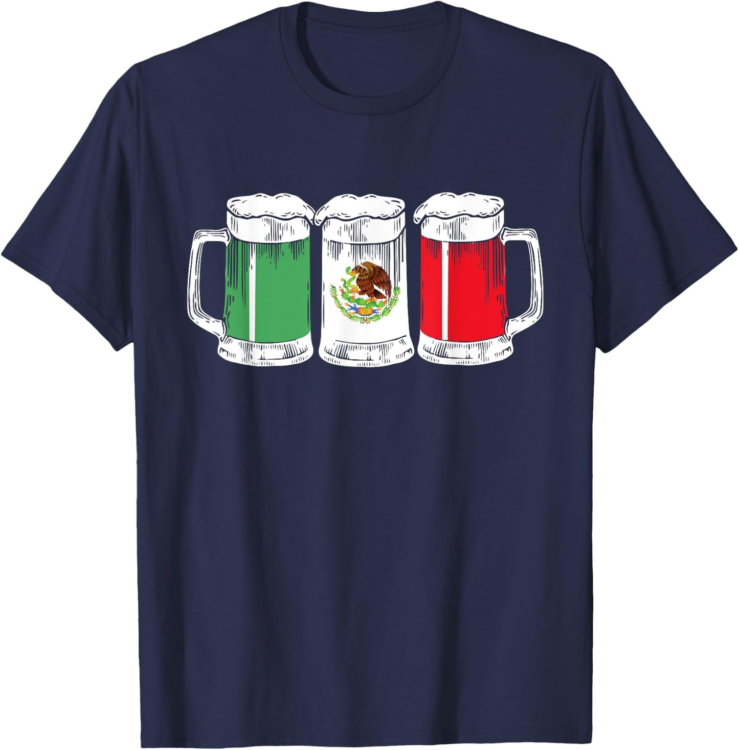 Viva Mexico Funny Beer Mexican Flag Cinco De Mayo Party Gift T-Shirt - T-Shirt | Navy