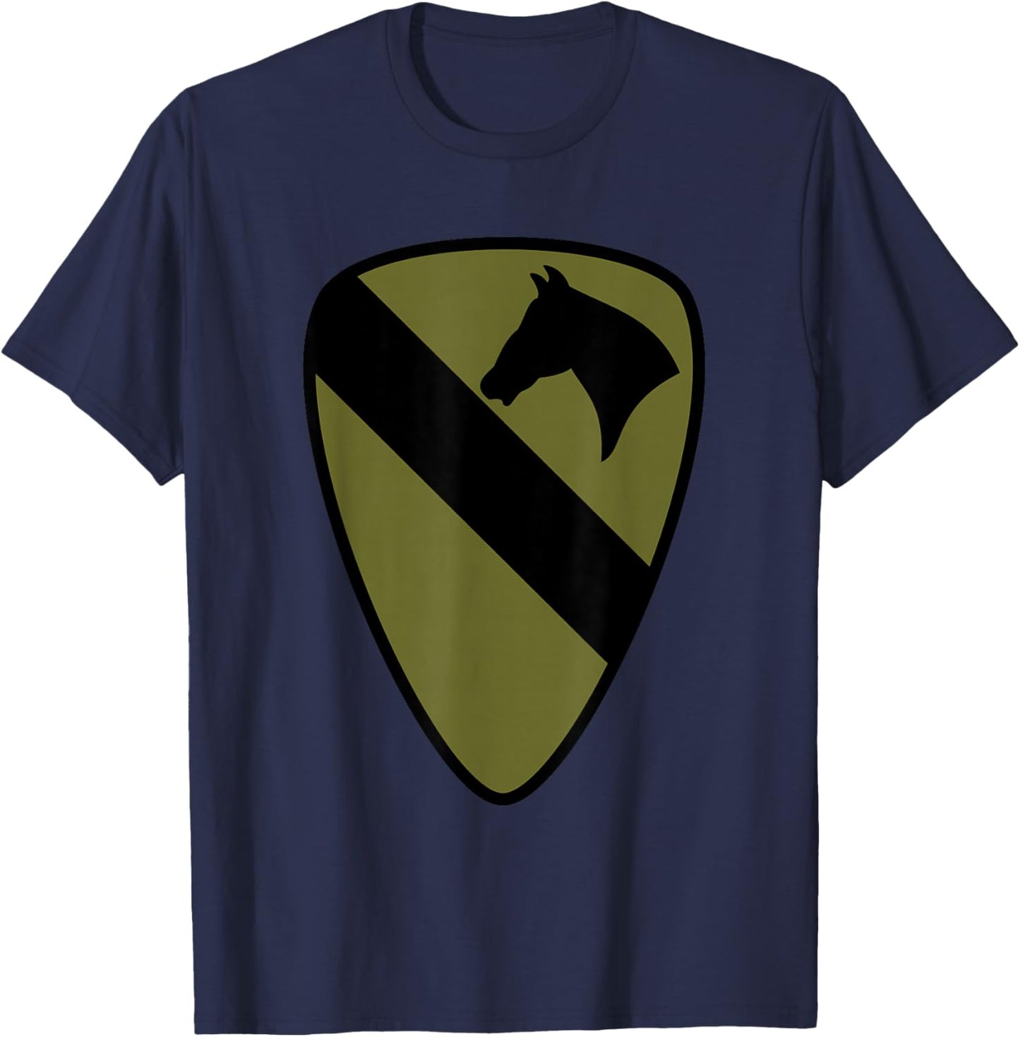 1st Cavalry Division Patch – 1st CAV OD Green Camo T-Shirt - T-Shirt | Navy