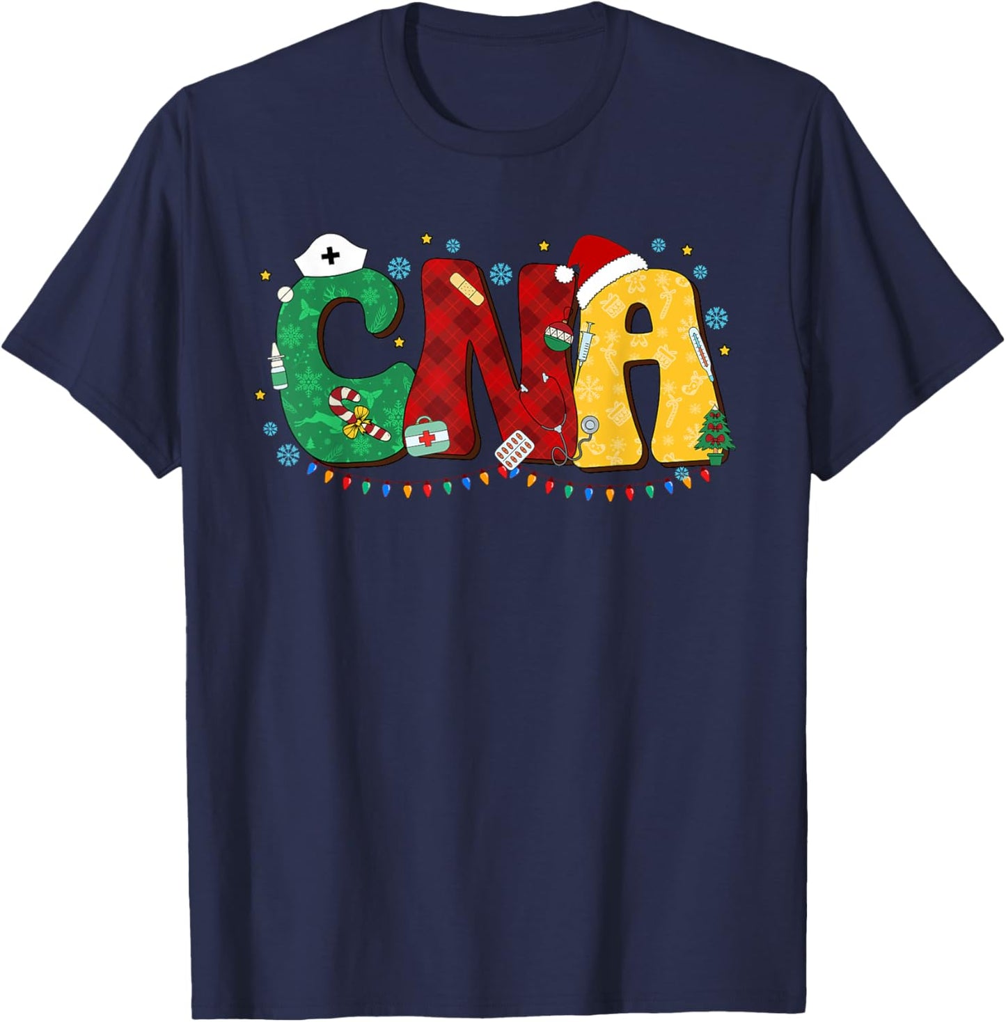 CNA Christmas Certified Nurse Assistant Nursing Aide Holiday T-Shirt - T-Shirt | Navy