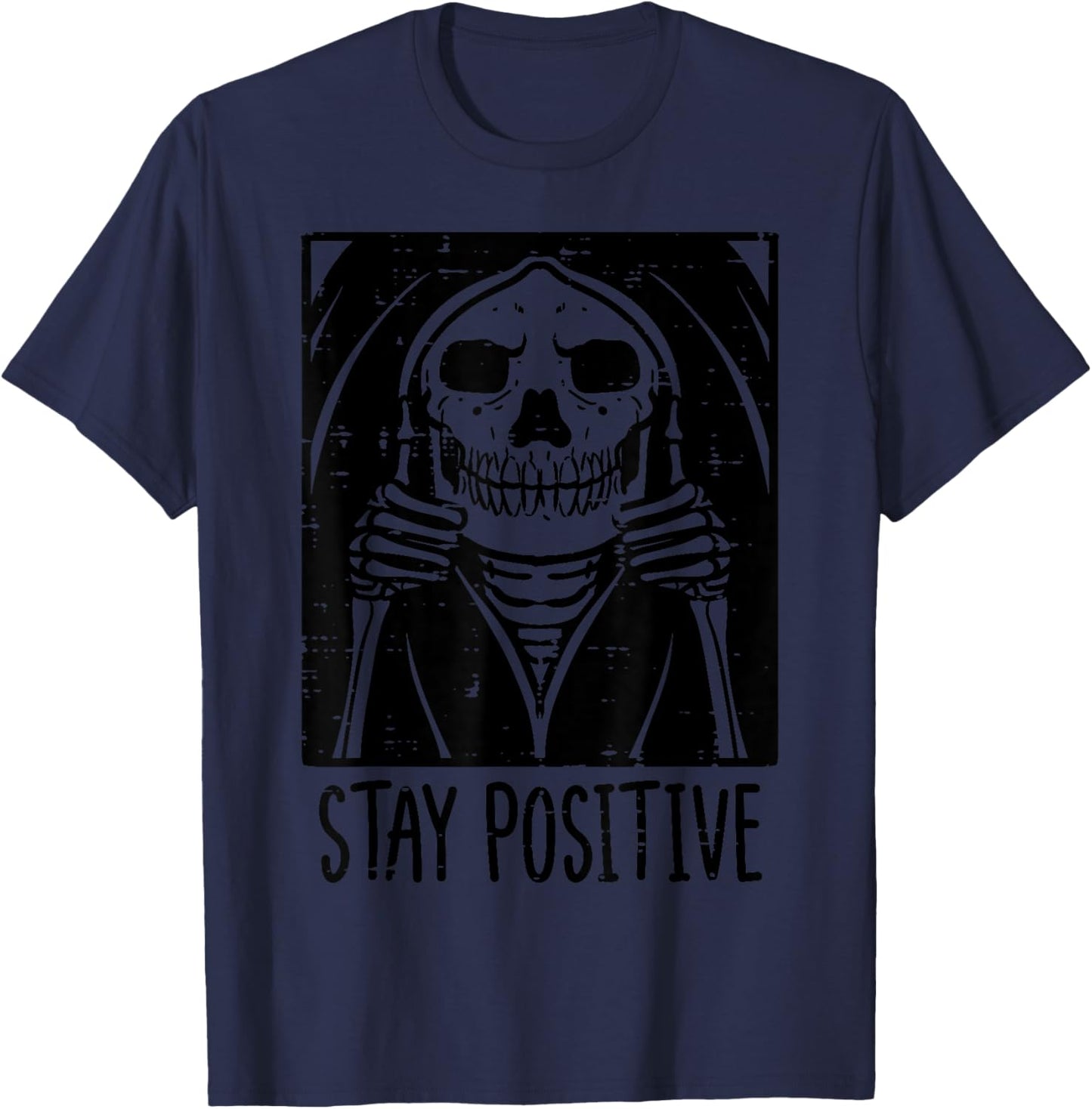 Halloween Grim Reaper Stay Positive Costume Men Women Kids T-Shirt - T-Shirt | Navy