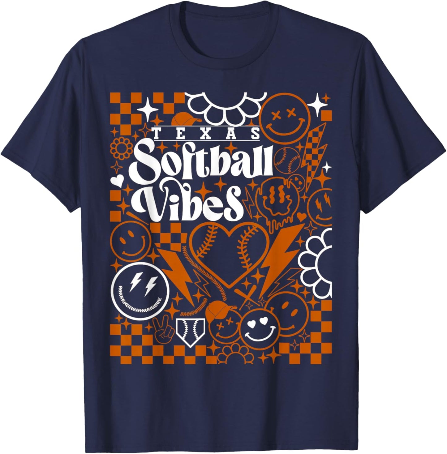 Texas Softball Vintage Kids Team Retro Softball Fan T-Shirt - T-Shirt | Navy