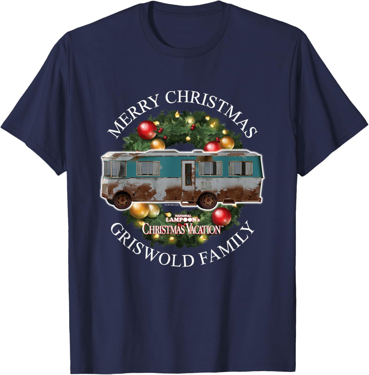 National Lampoon's Christmas Vacation - Van Wreath T-Shirt - T-Shirt | Navy