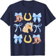 Blue Coquette Bow Boots Horse horseshoe T-Shirt - T-Shirt | Navy