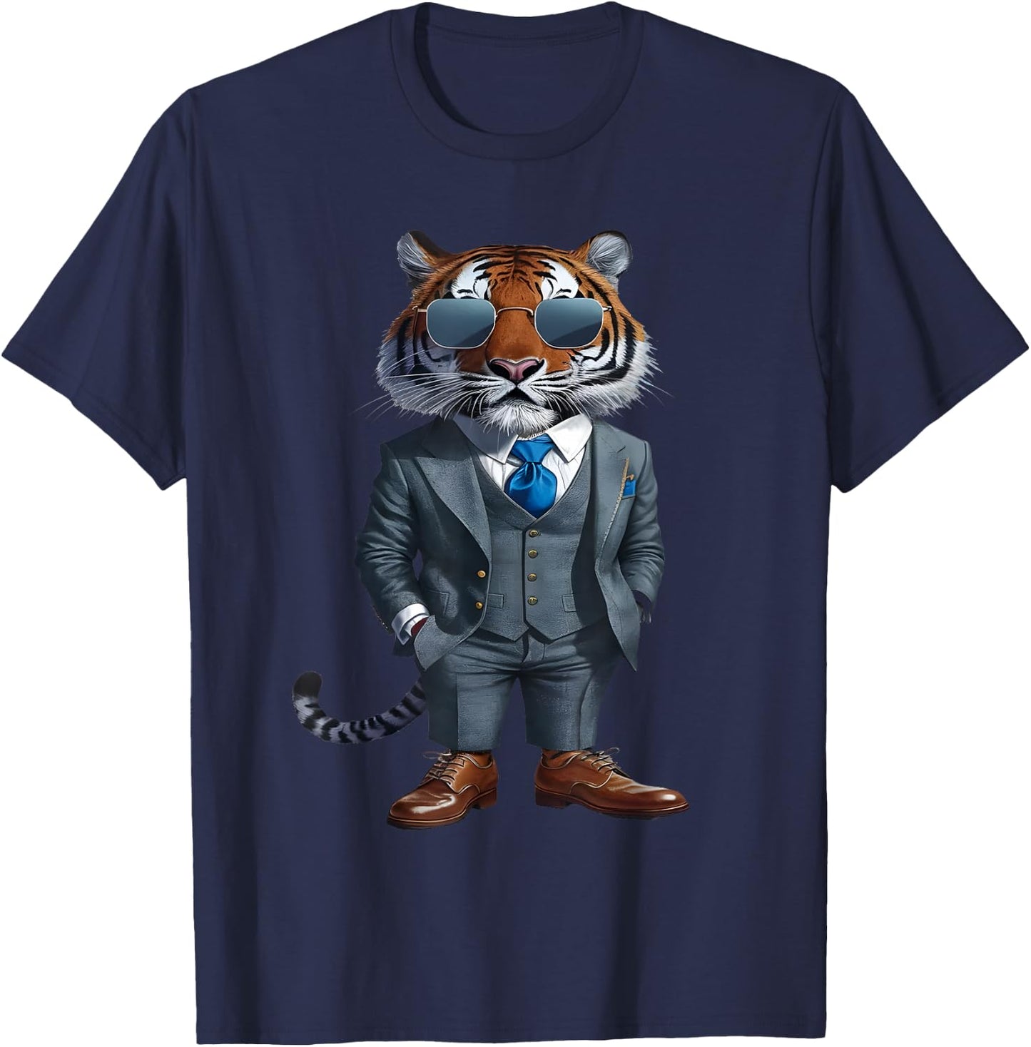 Tiger Men Woman Tiger In Suit Tiger T-Shirt - T-Shirt | Navy