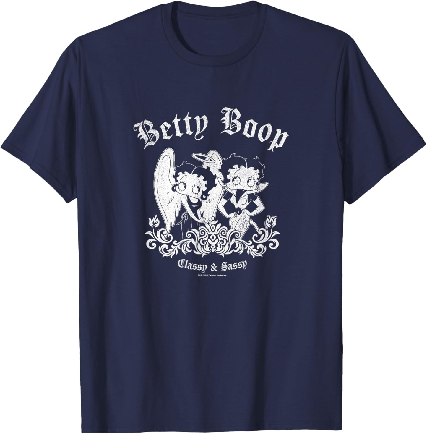 Betty Boop Classy & Sassy Angel & Demon Vintage Logo T-Shirt - T-Shirt | Navy