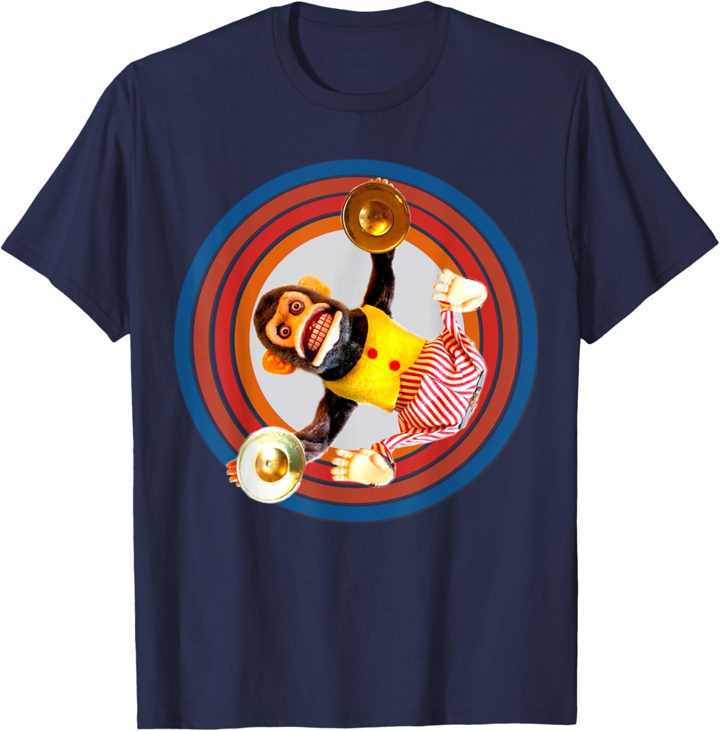 Cymbal Chimp Toy, Jolly Monkey With Cymbals Vintage Retro T-Shirt - T-Shirt | Navy